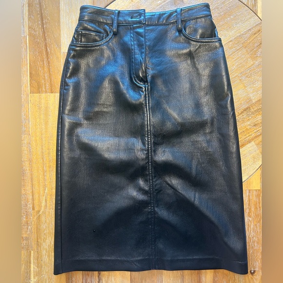 Wilfred Aritzia Black Faux Leather Knee-length Pencil Skirt - Picture 1 of 5